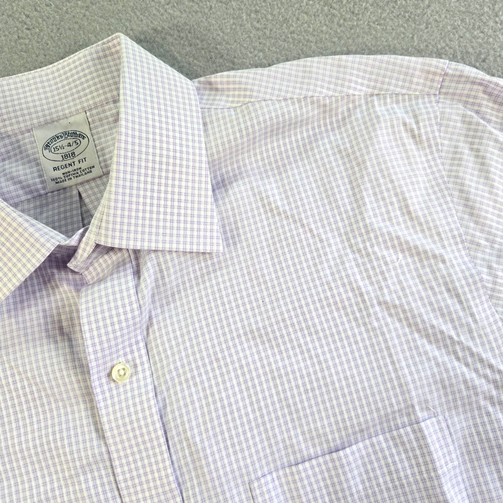 Brooks Brothers Dress Shirt Mens 15.5 34/35 Purple Regent Fit Non-Iron Cotton